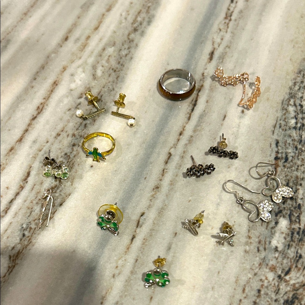 Earrings lot- Disney butterflies paw prints mood ring super